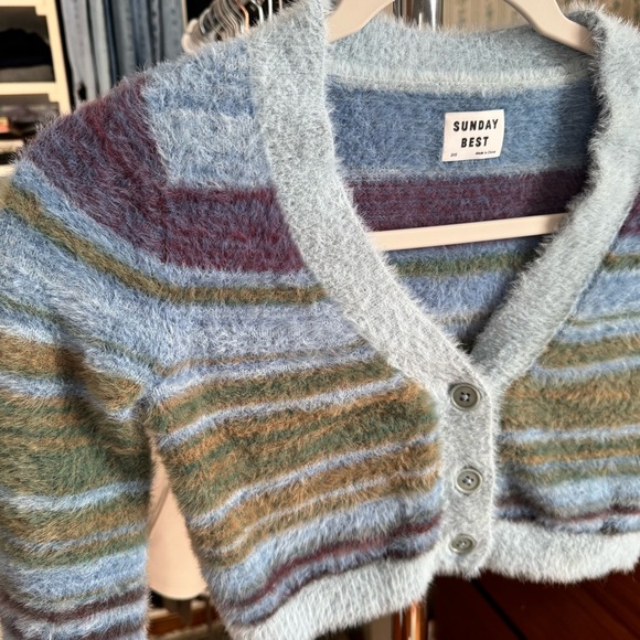 Aritzia Sunday Best Reese Striped Fuzzy Cardigan - Picture 6 of 13